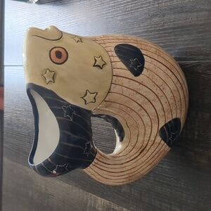 Carol Endres Folk Art Hand Painted Fish Shaped Pitcher